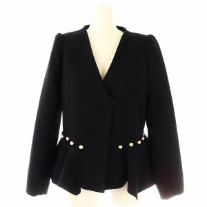 パール ジャケット ノーカラー 1 紺 ネイビー
