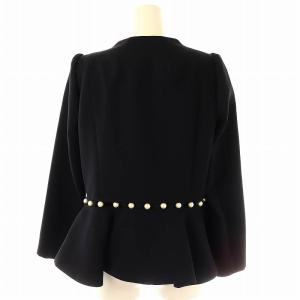 Chesty パール ジャケット ノーカラー 1 紺 ネイビー