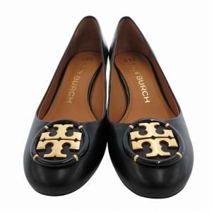 TORY BURCH パンプス チャンキーヒール ラウンドトゥ ロゴ レザー 6.5 黒 ブラック /JS