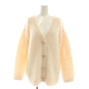 24AW ビジューリボンロングカーディガン ニット ピンクベージュ /DF OS