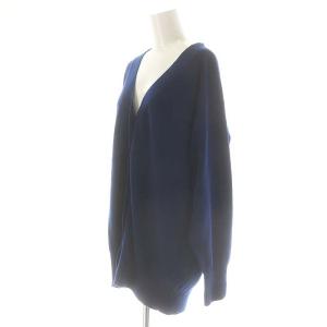 IENA カシミヤBIG Vネックカーディガン ニット セーター Vネック F 紺 ネイビー
