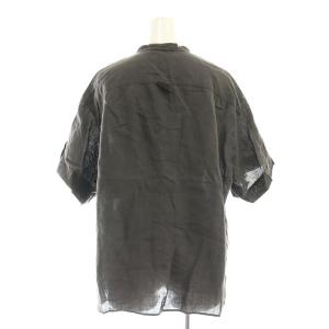 MARGARET HOWELL FINE LINEN カラーレスプルオーバーリネンシャツ 半袖 2 グレー /AT OS