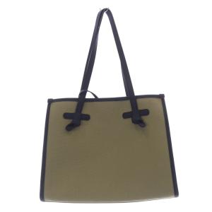 GUM gianni chiarini キャンバストートバッグ ハンドバッグ ポーチ付き カーキ 緑 黒 ブラック /SR4 SH