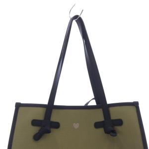 GUM gianni chiarini キャンバストートバッグ ハンドバッグ ポーチ付き カーキ 緑 黒 ブラック /SR4 SH