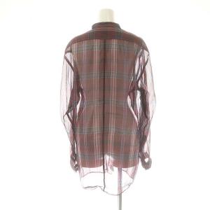 DRIES VAN NOTEN シルク チェックシアーシャツ 36 レッド