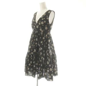 kate spade new york マーガレット柄 ノースリーブ ワンピース 0 黒 白 黄色 /MI OS