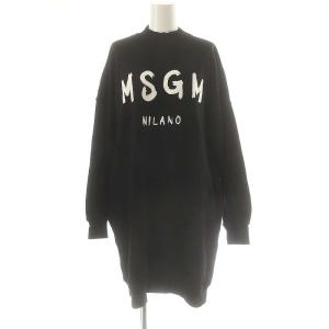 ロゴ 裏起毛 スウェット ワンピース XS 黒 /MI OS