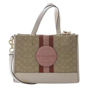 シグネチャー デンプシー レザー 2WAY ショルダーバッグ ハンドバッグ べージュ 白 ホワイト 4113