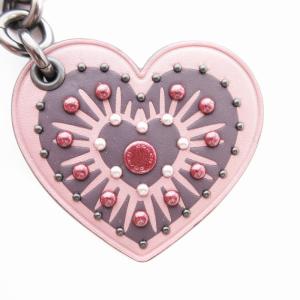 COACH バッグチャーム スタッズ ハート ビジュー ピンク 紫 パープル /JS