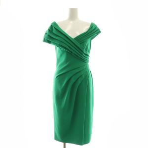 プリーツ フレンチスリーブ ドレス ワンピース ひざ丈 XXS グリーン /DF OS