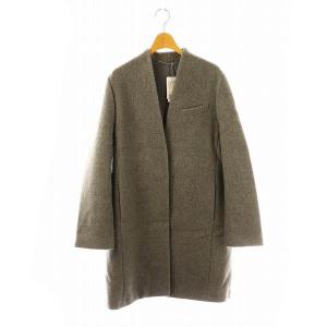 ノーカラーコート ウール カシミヤ混 38 グレー