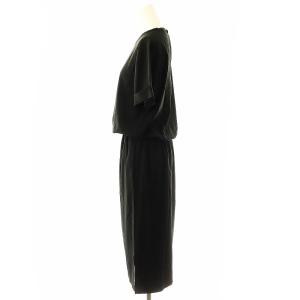 Deuxieme Classe クルーネックワンピース ロング 半袖 ブラック /DF OS