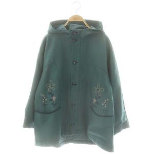 フラワーエンブロイダリーパディングジャケット 緑 /MI OS