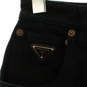 PRADA 24年 GFP520 ブラックデニム ジーンズ ワイドパンツ 25 ブラック