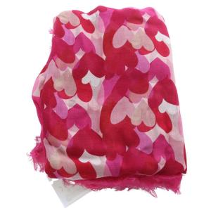 RED VALENTINO REDVALENTINO シルク混 ハート総柄 大判スカーフ ストール ピンク /SR29