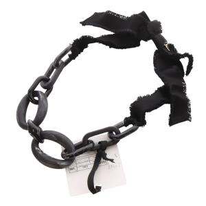 チェーン リボン ネックレス 黒 ブラック /SR15 SH