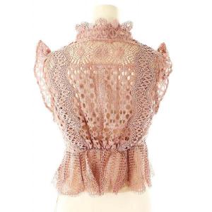 SNIDEL 24SS ジャガードレースペプラムブラウス フレンチスリーブ F ピンク /DO OS