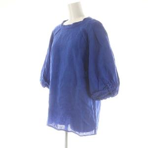 ADIEU TRISTESSE 60リネンバルーンスリーブブラウス バックリボン ロイヤルブルー /MI OS