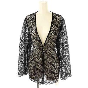 24SS リーフレースカーディガン 長袖 F ブラック /ES OS