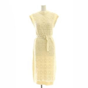 フラワーメッシュニットワンピース ロング 36 アイボリー