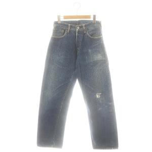 デニムパンツ ジーンズ ボタンフライ ダメージ加工 28 インディゴブルー /DO OS