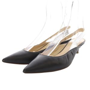 FABIO RUSCONI パンプス ハイヒール ポインテッドトゥ バックストラップ レザー 38 ブラック /YO18