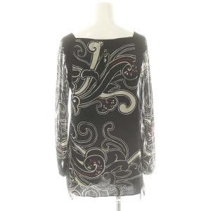 VIVIENNE TAM パワーネット 柄 ブラウス ナイロン 0 黒 アイボリー 赤 /MI OS