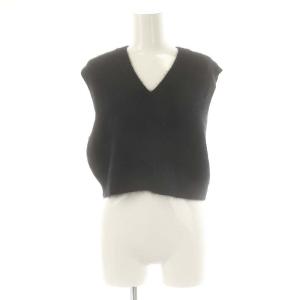 23AW Cashmere Mix Fur ベスト ニット Vネック クロップド カシミヤ混 ブラック