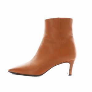 FABIO RUSCONI ANAY別注 ショートブーツ スクエアトゥ チャンキーヒール サイドジップ レザー 38 25cm 茶色