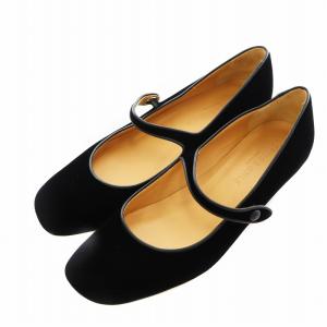 パンプス ストラップ ベロア メリージェーン 24.5cm 黒 ブラック /AS OS