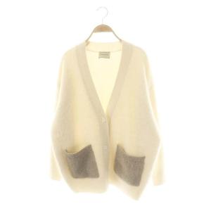 フォックスカシミヤ ポケット カーディガン ニット ホワイト /HK OS