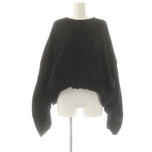 24SS 裏毛クロップド丈トップス スウェット F ブラック /DO OS