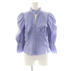 23SS コルセット風ブラウス 長袖 バックレースアップ F サックスブルー /DO OS