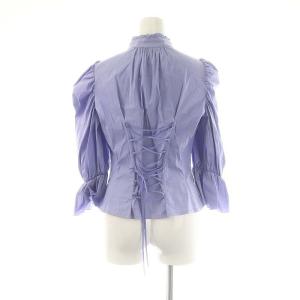 DOUBLE STANDARD CLOTHING 23SS コルセット風ブラウス 長袖 バックレースアップ F サックスブルー /DO OS