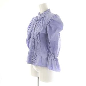 DOUBLE STANDARD CLOTHING 23SS コルセット風ブラウス 長袖 バックレースアップ F サックスブルー /DO OS
