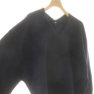 PLST エクストラファインメリノウールミドルゲージVネックセーター ニット 長袖 S ネイビー /DF OS