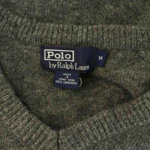 POLO RALPH LAUREN ウールVネックセーター ニット 長袖 M グレー /MY OS