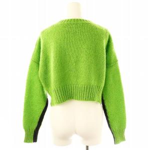 PLAN C モヘヤ クロップドニット セーター 36 黄緑 黒 /MI OS