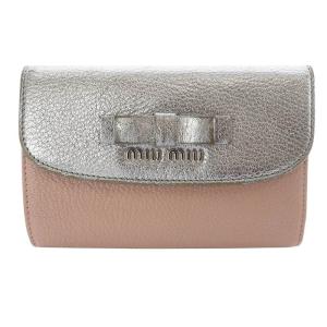 マドラス バイカラー リボン L字ファスナー 三つ折り財布 ロゴ ピンク シルバー色 5M1225 /SR6