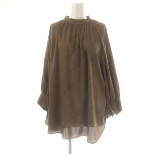 ロゴプリントブラウス 長袖 プルオーバー 38 ブラウン ブラック /DO OS