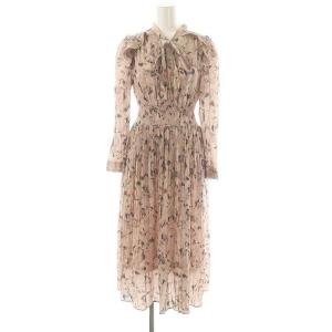 24AW ブラードフラワーボウタイワンピース 長袖 ロング 36 ピンク CWFO245045 /NR