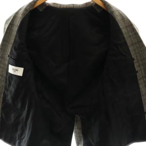 CELINE チェック柄2Bテーラードジャケット ウール 46 グレー 2V61P785V
