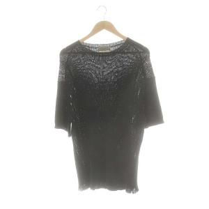 HG-K16-371 ダメージ加工ニット カットソー リネン 3 黒 /MI OS