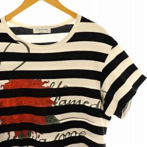Yohji Yamamoto POUR HOMME HG-T40-277ボーダー柄カットソー Tシャツ 3 黒 白 /MI OS
