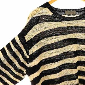 Yohji Yamamoto POUR HOMME HZ-K01-090 ニット カットソー ボーダー 3 ブラック 生成り