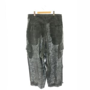 Yohji Yamamoto POUR HOMME HG-P57-308 LINEN CHECK ROLLER ワイドパンツ 2 ブラック グレー