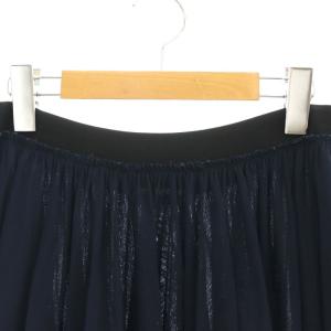 JIL SANDER ナイロンチュールギャザーロングスカート フレア 34 紺 /MI OS SH