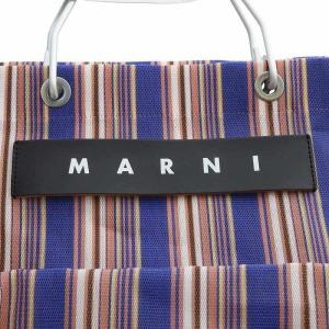 MARNI フラワーカフェ ストライプ メッシュトートバッグ アストラルブルー SHMHR08A00TN296