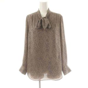 UBCB P ニットプリント ボウタイ ブラウス 長袖 ベージュ /AT OS