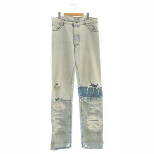 Distressed jeans デニムパンツ ジーンズ ボタンフライ 32 ライトブルー /DO OS